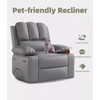 Sillones Reclinables Extra Grandes con Calefacción y Masaje - Sillón Reclinable Perezoso Giratorio 360° para Adultos - Sillón Mecedora Manual con Portavasos para Salas de Estar