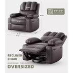 Sillones Reclinables Extra Grandes con Calefacción y Masaje - Sillón Reclinable Perezoso Giratorio 360° para Adultos - Sillón Mecedora Manual con Portavasos para Salas de Estar