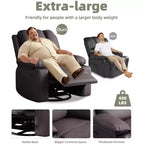 Sillones Reclinables Extra Grandes con Calefacción y Masaje - Sillón Reclinable Perezoso Giratorio 360° para Adultos - Sillón Mecedora Manual con Portavasos para Salas de Estar