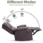 Sillones Reclinables Extra Grandes con Calefacción y Masaje - Sillón Reclinable Perezoso Giratorio 360° para Adultos - Sillón Mecedora Manual con Portavasos para Salas de Estar