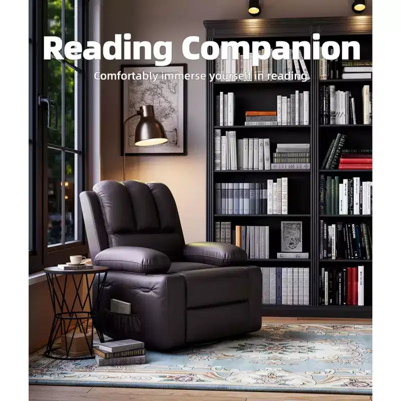 Sillones Reclinables Extra Grandes con Calefacción y Masaje - Sillón Reclinable Perezoso Giratorio 360° para Adultos - Sillón Mecedora Manual con Portavasos para Salas de Estar