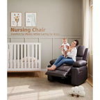 Sillones Reclinables Extra Grandes con Calefacción y Masaje - Sillón Reclinable Perezoso Giratorio 360° para Adultos - Sillón Mecedora Manual con Portavasos para Salas de Estar