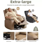 Sillones Reclinables Extra Grandes con Calefacción y Masaje - Sillón Reclinable Perezoso Giratorio 360° para Adultos - Sillón Mecedora Manual con Portavasos para Salas de Estar