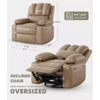 Sillones Reclinables Extra Grandes con Calefacción y Masaje - Sillón Reclinable Perezoso Giratorio 360° para Adultos - Sillón Mecedora Manual con Portavasos para Salas de Estar
