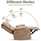 Sillones Reclinables Extra Grandes con Calefacción y Masaje - Sillón Reclinable Perezoso Giratorio 360° para Adultos - Sillón Mecedora Manual con Portavasos para Salas de Estar