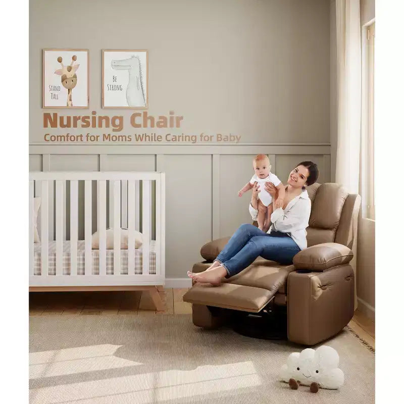 Sillones Reclinables Extra Grandes con Calefacción y Masaje - Sillón Reclinable Perezoso Giratorio 360° para Adultos - Sillón Mecedora Manual con Portavasos para Salas de Estar