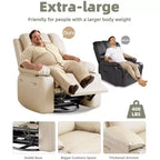 Sillones Reclinables Extra Grandes con Calefacción y Masaje - Sillón Reclinable Perezoso Giratorio 360° para Adultos - Sillón Mecedora Manual con Portavasos para Salas de Estar