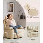 Sillones Reclinables Extra Grandes con Calefacción y Masaje - Sillón Reclinable Perezoso Giratorio 360° para Adultos - Sillón Mecedora Manual con Portavasos para Salas de Estar