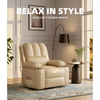 Sillones Reclinables Extra Grandes con Calefacción y Masaje - Sillón Reclinable Perezoso Giratorio 360° para Adultos - Sillón Mecedora Manual con Portavasos para Salas de Estar