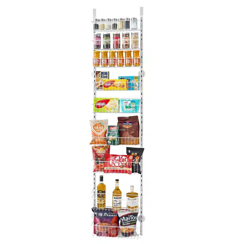 VEVOR Over the Door Pantry Organizer, 9-Tier Pantry Organization and Storage, Heavy-Duty Steel Hanging Spice Rack, White