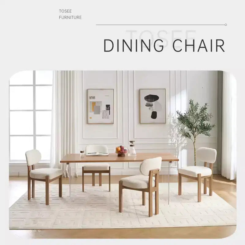Sillas de comedor de madera, 2 sillas de comedor modernas tapizadas en tela, sillas de cocina, sillas de cena de granja para comedor y cocina, beige