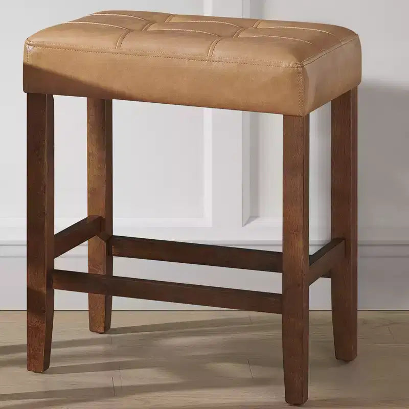 Taburete de bar Madison de 63,5 cm con asiento de piel sintética - Taburete de altura para encimera de cocina o barra - Taburetes de bar sin respaldo