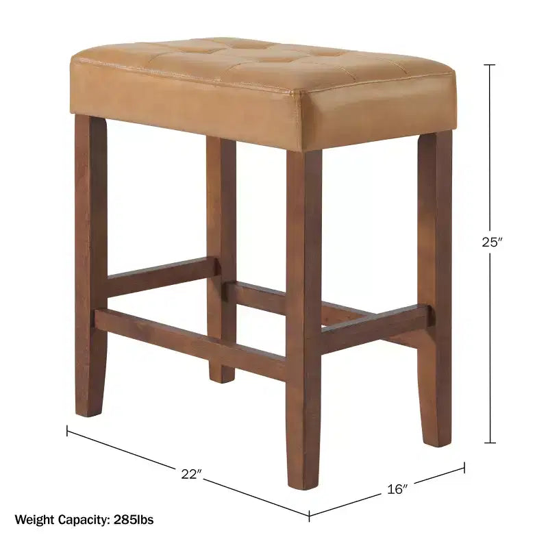 Taburete de bar Madison de 63,5 cm con asiento de piel sintética - Taburete de altura para encimera de cocina o barra - Taburetes de bar sin respaldo