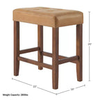 Taburete de bar Madison de 63,5 cm con asiento de piel sintética - Taburete de altura para encimera de cocina o barra - Taburetes de bar sin respaldo