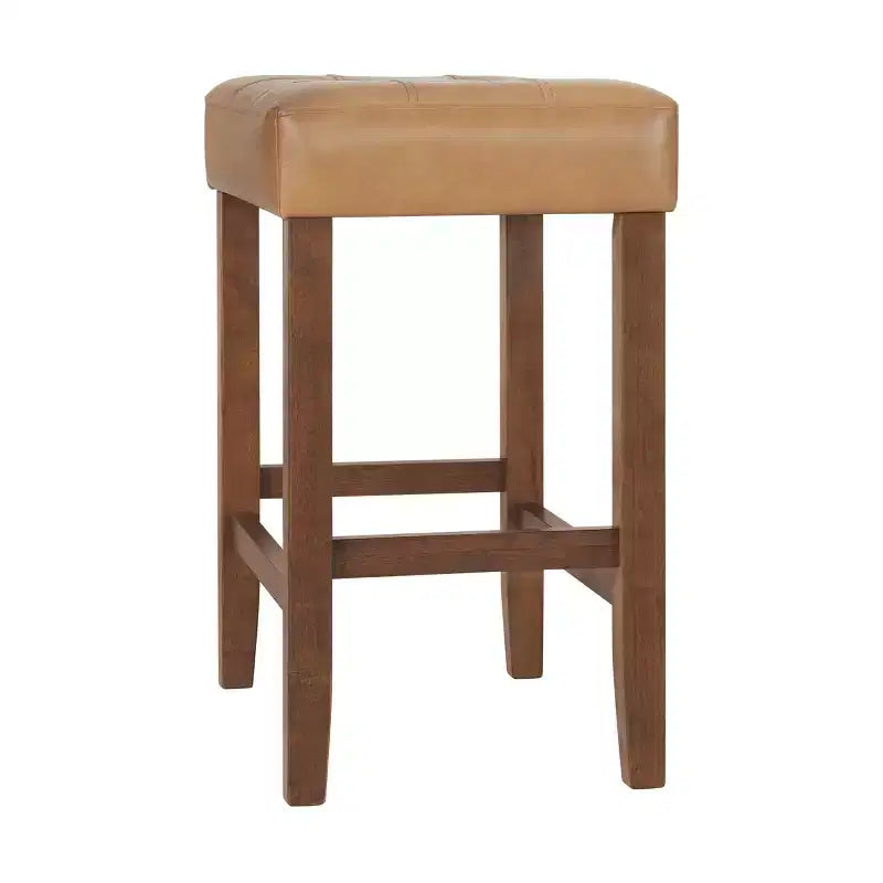 Taburete de bar Madison de 63,5 cm con asiento de piel sintética - Taburete de altura para encimera de cocina o barra - Taburetes de bar sin respaldo