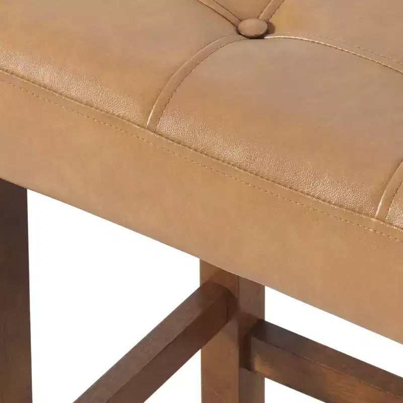 Taburete de bar Madison de 63,5 cm con asiento de piel sintética - Taburete de altura para encimera de cocina o barra - Taburetes de bar sin respaldo
