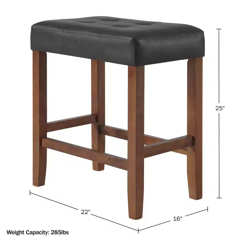 Taburete de bar Madison de 63,5 cm con asiento de piel sintética - Taburete de altura para encimera de cocina o barra - Taburetes de bar sin respaldo
