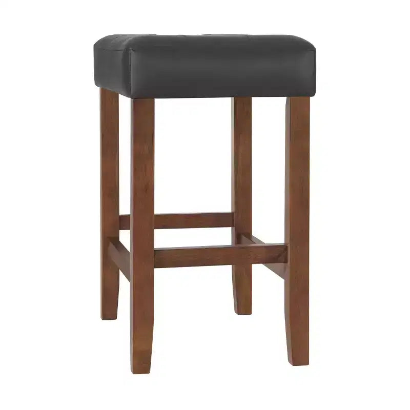 Taburete de bar Madison de 63,5 cm con asiento de piel sintética - Taburete de altura para encimera de cocina o barra - Taburetes de bar sin respaldo