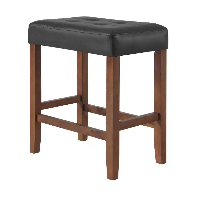 Taburete de bar Madison de 63,5 cm con asiento de piel sintética - Taburete de altura para encimera de cocina o barra - Taburetes de bar sin respaldo