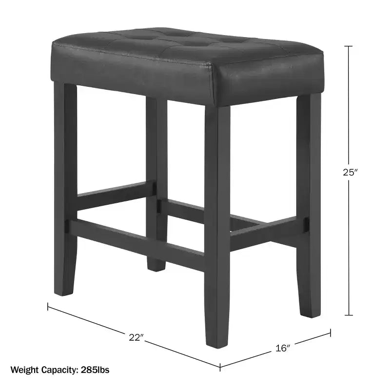 Taburete de bar Madison de 63,5 cm con asiento de piel sintética - Taburete de altura para encimera de cocina o barra - Taburetes de bar sin respaldo