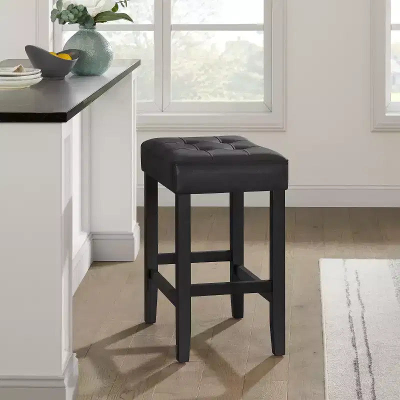 Alaterre Furniture Madison 25-Inch Bar Stool with Faux Leather Seat - Counter Height Stool for Kitchen Island or Bar - Backless Barstools