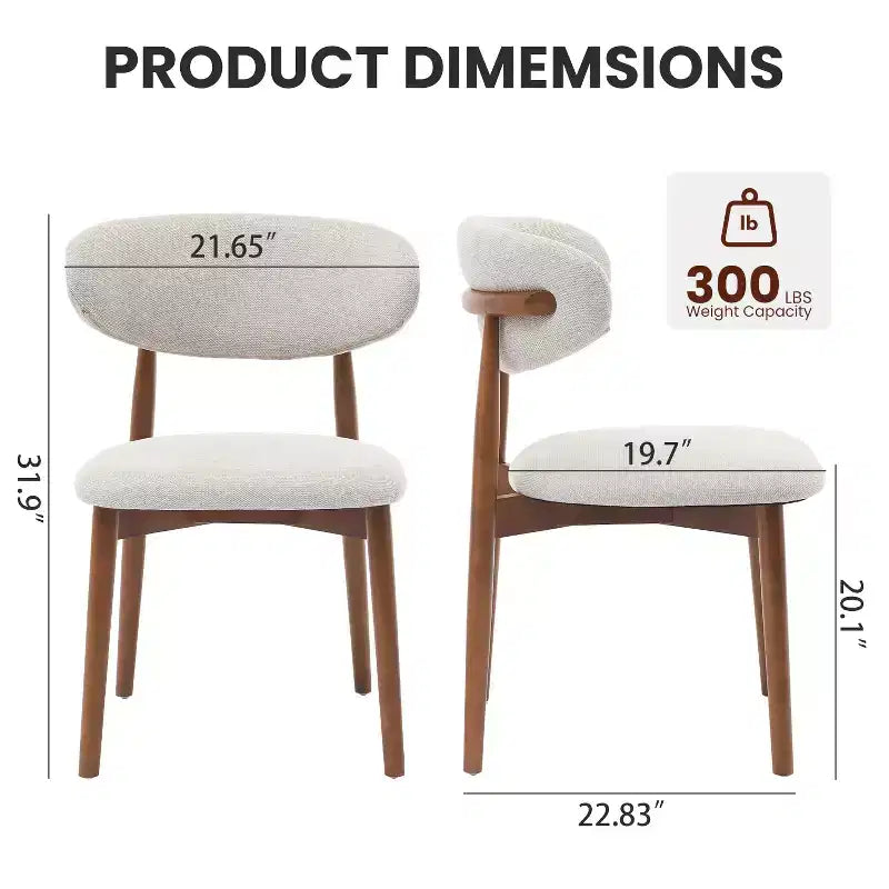 Wooden Dining Chairs Set of 2, Farmhouse Kitchen Side Chairs with Wood Legs for Kitchen Dining Room