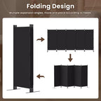Separador de ambientes de 5 paneles, mampara de privacidad, divisores de pared, biombo portátil plegable para oficina de 145 An. x 73 Al., negro