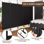 Separador de ambientes de 5 paneles, mampara de privacidad, divisores de pared, biombo portátil plegable para oficina de 145 An. x 73 Al., negro