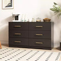 MAYEERTY Black Large 6 Drawers Chest of Drawer Dressers Table with Golden Handle