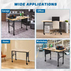 Banco de trabajo ajustable de 24W y 907 kg (2000 lbs) de capacidad - Mesa de servicio pesado con toma de corriente y panel perforado para taller y hogar