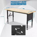 24W Adjustable Garage Workbench 2000 LBS Capacity - Heavy Duty Table with Power Outlet & Pegboard for Workshop Home