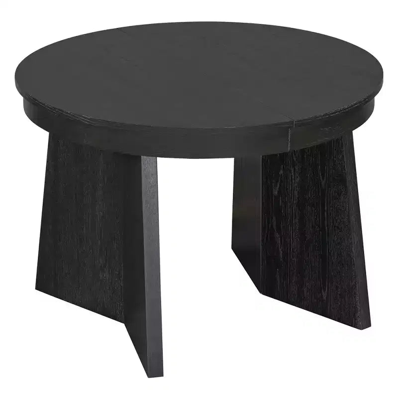 Comedor redondo retro con sillas tapizadas con respaldo de ratán