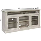 Mueble de TV de estilo rústico moderno con armario de almacenamiento y estantes ajustables, gris piedra, apto para televisores de hasta 65 pulgadas