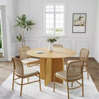 MAYEERTY 45 Wood Round Dining Table for 4, Farmhouse Modern Kitchen & Dining Room Table