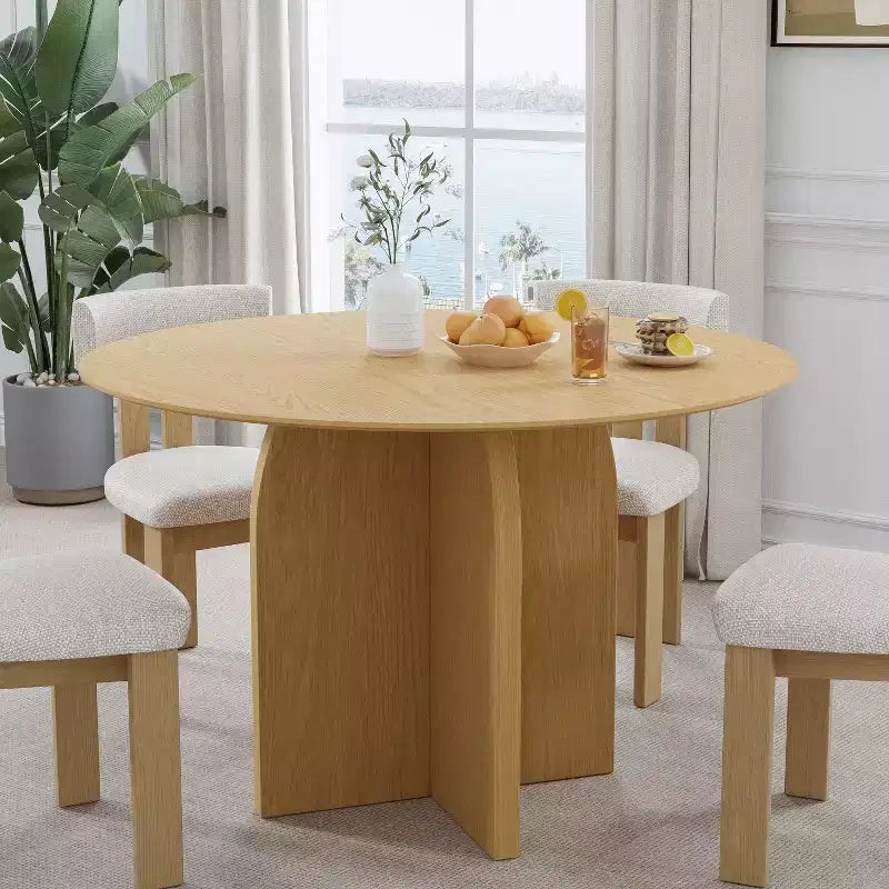 Mesa de comedor redonda de madera de 45 pulgadas para 4, mesa moderna de cocina y comedor de estilo rústico