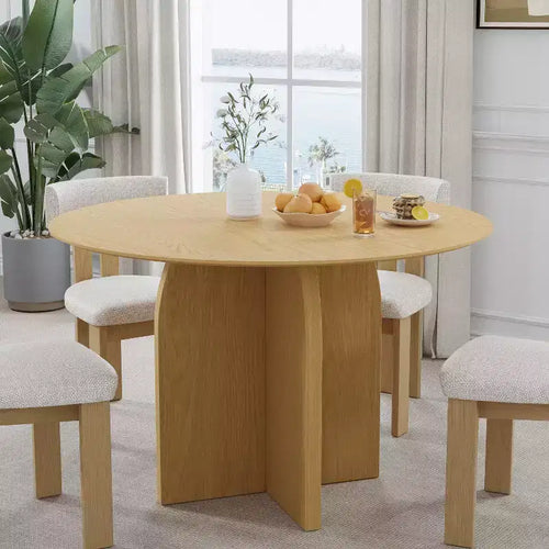 Mesa de comedor redonda de madera de 45 pulgadas para 4, mesa moderna de cocina y comedor de estilo rústico