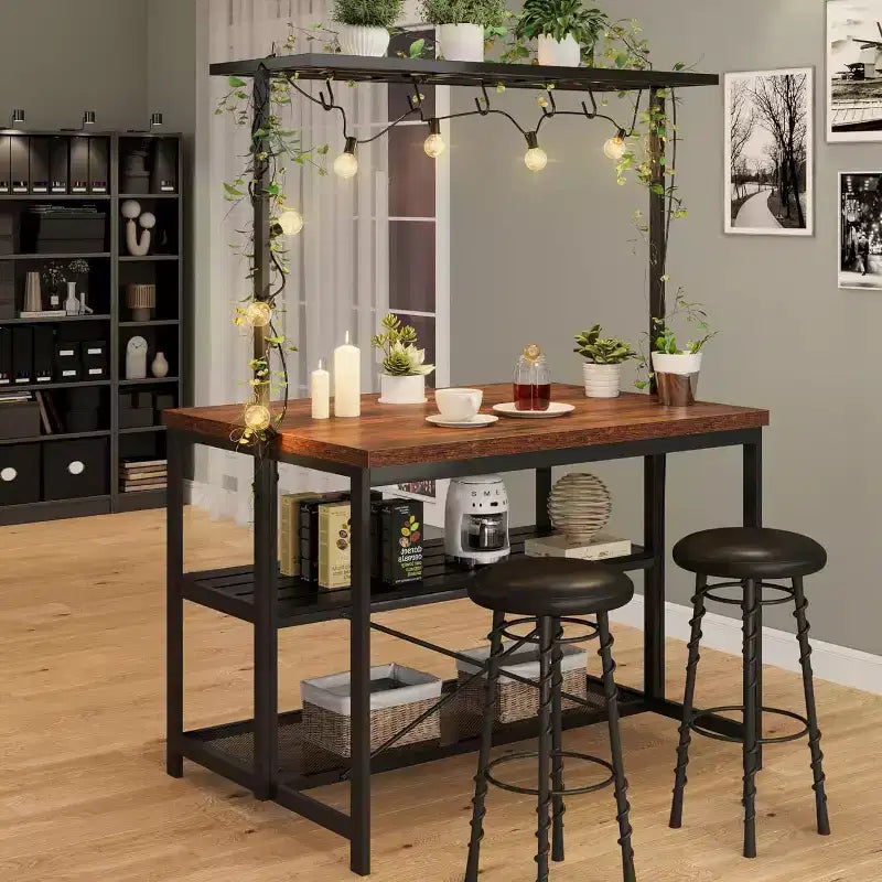 Acekool 42 Kitchen Island - Multi-Functional with 3 Shelves & Seating