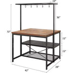 Isla de cocina de 42 pulgadas - Multifuncional con 3 estantes y asientos