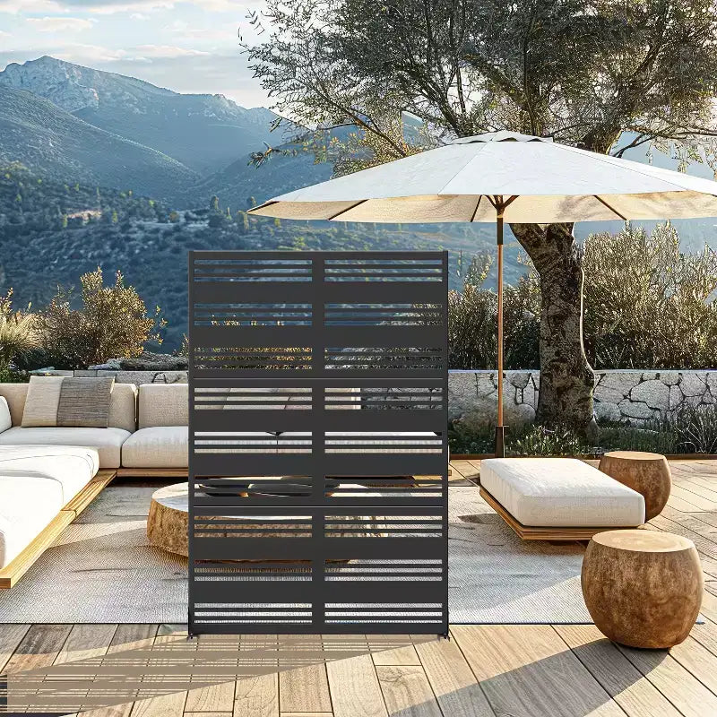MAYEERTY 72 inch Room Divider Rectangle Privacy Screen with Metal Galvanized Frame Patio Outdoor Black