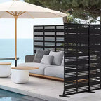 Divisor de ambiente rectangular de 72 pulgadas, pantalla de privacidad con marco metálico galvanizado, patio exterior, negro