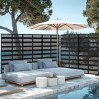 Divisor de ambiente rectangular de 72 pulgadas, pantalla de privacidad con marco metálico galvanizado, patio exterior, negro