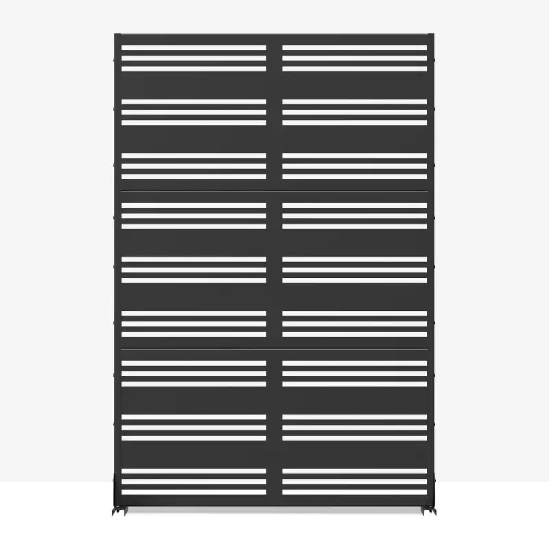 Divisor de ambiente rectangular de 72 pulgadas, pantalla de privacidad con marco metálico galvanizado, patio exterior, negro