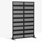 Divisor de ambiente rectangular de 72 pulgadas, pantalla de privacidad con marco metálico galvanizado, patio exterior, negro