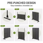Divisor de ambiente rectangular de 72 pulgadas, pantalla de privacidad con marco metálico galvanizado, patio exterior, negro