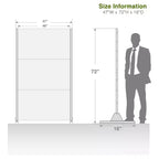 Divisor de ambiente rectangular de 72 pulgadas, pantalla de privacidad con marco metálico galvanizado, patio exterior, negro