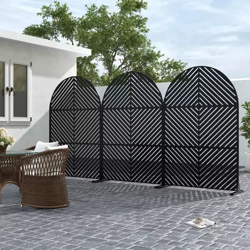 Mampara de privacidad rectangular de 72 pulgadas con estructura galvanizada, para jardín, patio, color negro
