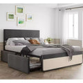 Coolmee Full/Queen Size Bed Frame with Headboard and 2 Storage Drawers, Linen Upholstered Platform Bed with Strong Metal Slats Support