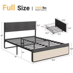 Estructura de cama matrimonial/queen con cabecera y 2 cajones de almacenamiento, cama de plataforma tapizada en lino con fuerte soporte de listones de metal