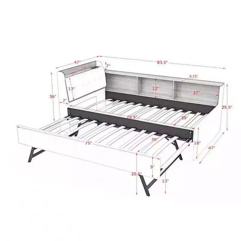 Sofá cama contemporáneo Clara de terciopelo con cabecero, luces LED, carga inalámbrica