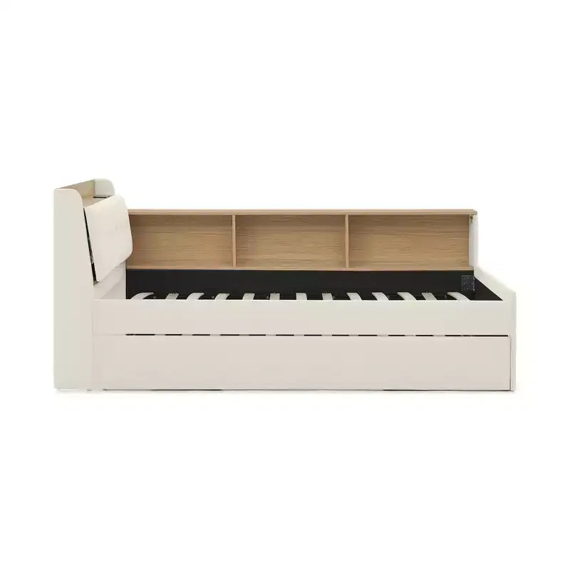 Sofá cama contemporáneo Clara de terciopelo con cabecero, luces LED, carga inalámbrica